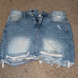 Ripped blue jean skirt